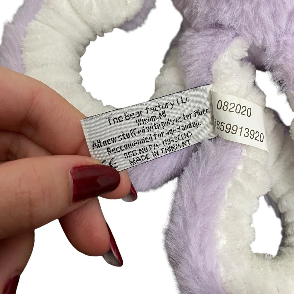 2001 Bear Factory Lilac Purple Octopus Plush Stuffed Animal